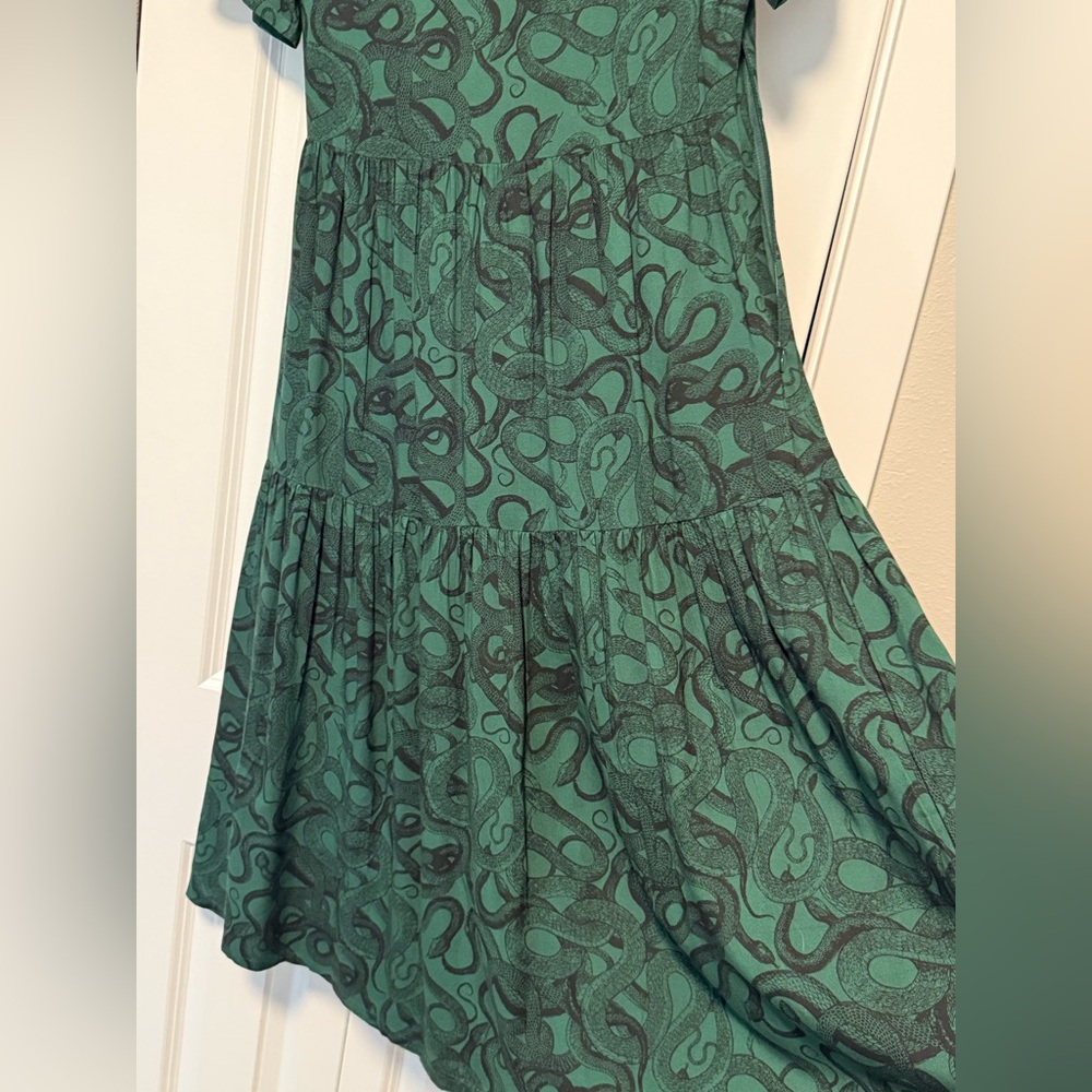 Disturbia Snake Print Green and Black Midi Dress - Picture 2 of 5